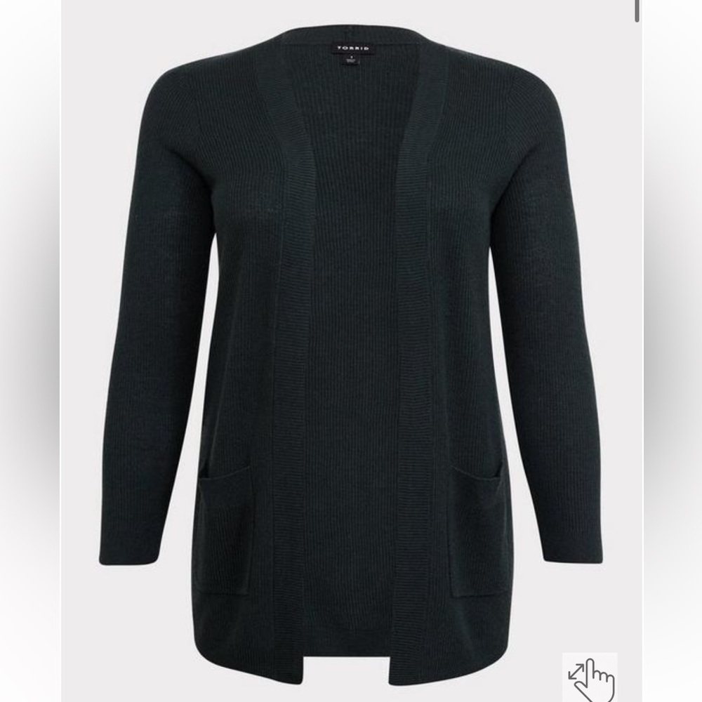 New! Torrid sz 4 Green Cable Rib Cardigan Open Front Sweater 4X‎